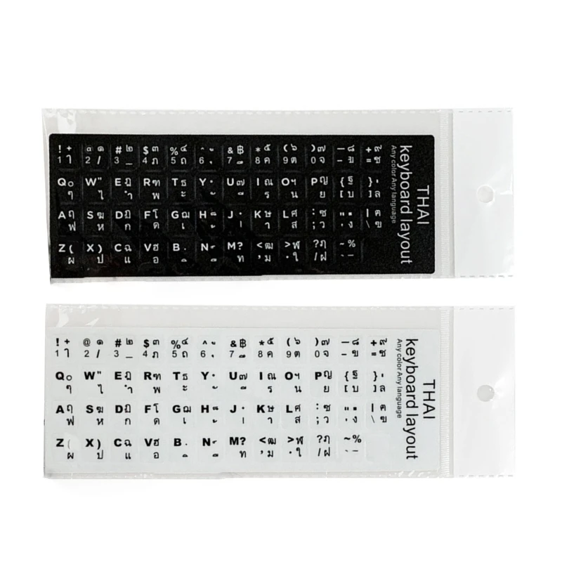 18x6.5cm Thai White Black Button Letters Keyboard Layout  Stickers B0KA