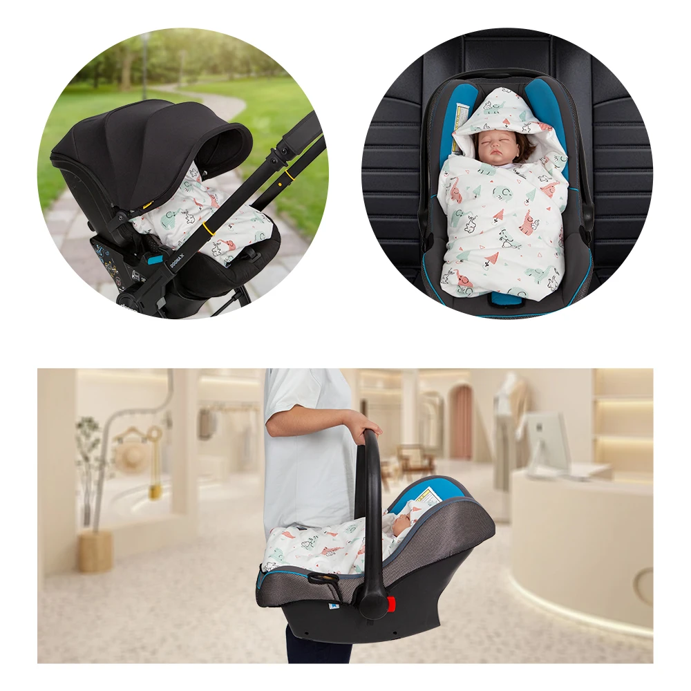 الوليد سلة بطانية 90*90 سنتيمتر ربيع الخريف يندبروف الدافئة مقنعين المغلف في مقعد سيارة الطفل لطيف الفيل طباعة للفتيات