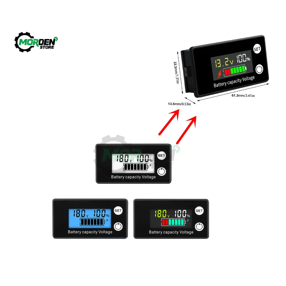 

DC8-100V Battery Capacity Indicator LCD Digital Meter Lead-acid Lithium LiFe PO4 Voltage Tester for Car Battery Tester