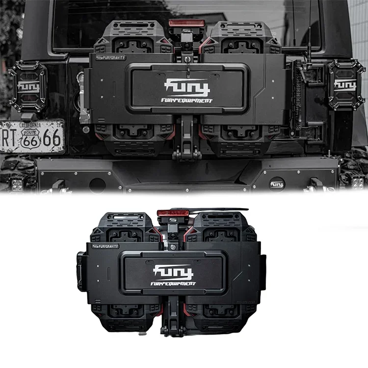 Fury 2018+ Accessories Tailgate Equipment With 7.5L Oil Boxes, High Brake Light Rack For Jeep Wrangler JL Custom