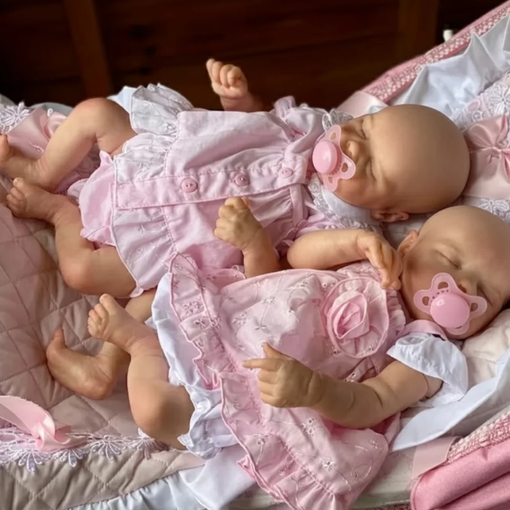 1 Stück/2 Stile, offener Mund und waschbar, 42–45 cm, Twins Bebe Reborn de Silicona Mädchenpuppe mit bemalter Haut, weiche Neugeborene Mädchenpuppe