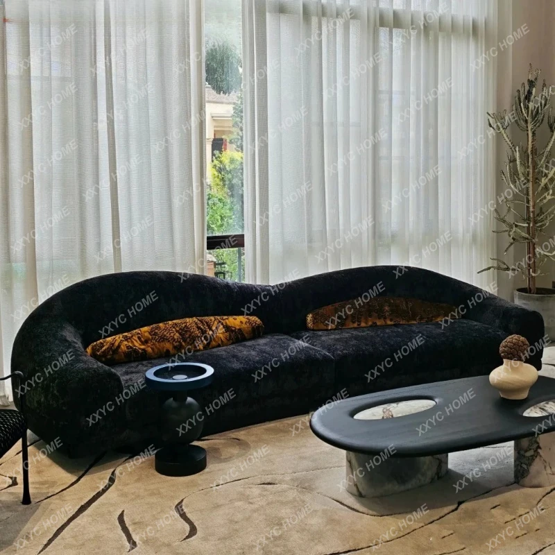 

Диван LXdesign из черного шенилла с изогнутым дизайном, красивый и стильный.