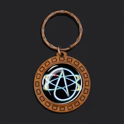 Atheist Symbol Keychain No Religion Wooden Key Chain Atom Glass Cabochon Pendant Keyring BKG