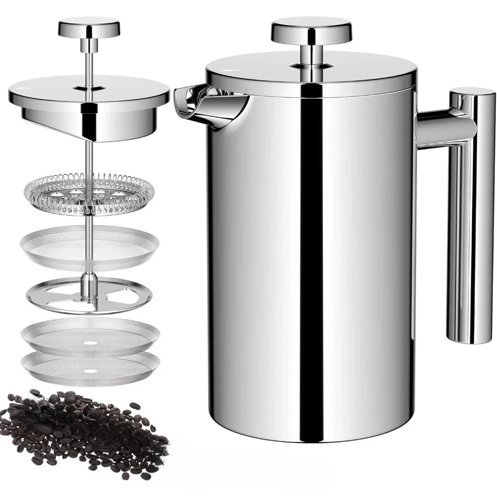 

High-quality classic Stainless Steel French Press Coffee Maker Double-Wall Insulated French Press Coffee Pot Home Cafe OfficeUse