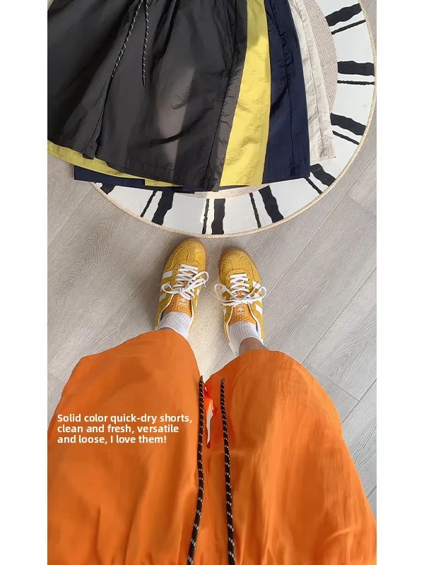 

Qui Dry Orange Diagonal Cut orts Men Women Spring Summer Fitn Sports Training Outdoor Running Pants Stand Fit Ciwalk