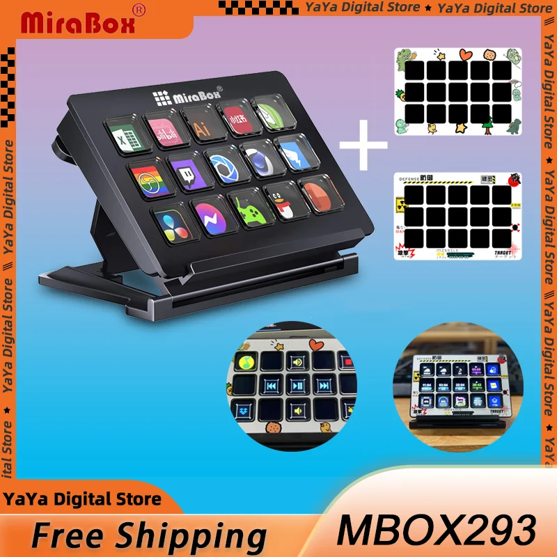 

MiraBox 293 StreamDeck LCD Button Live Content Creation Controller Custom Button Visual Keyboard 15 Keys For Windows/MacOS