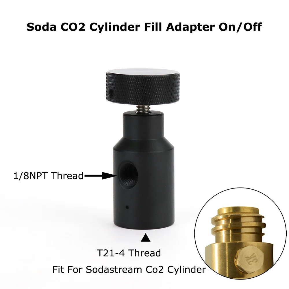 New Soda Water Stream CO2 Cylinder (TR21-4 Thread) Charger Fill On/Off ASA Adapter With One Hole