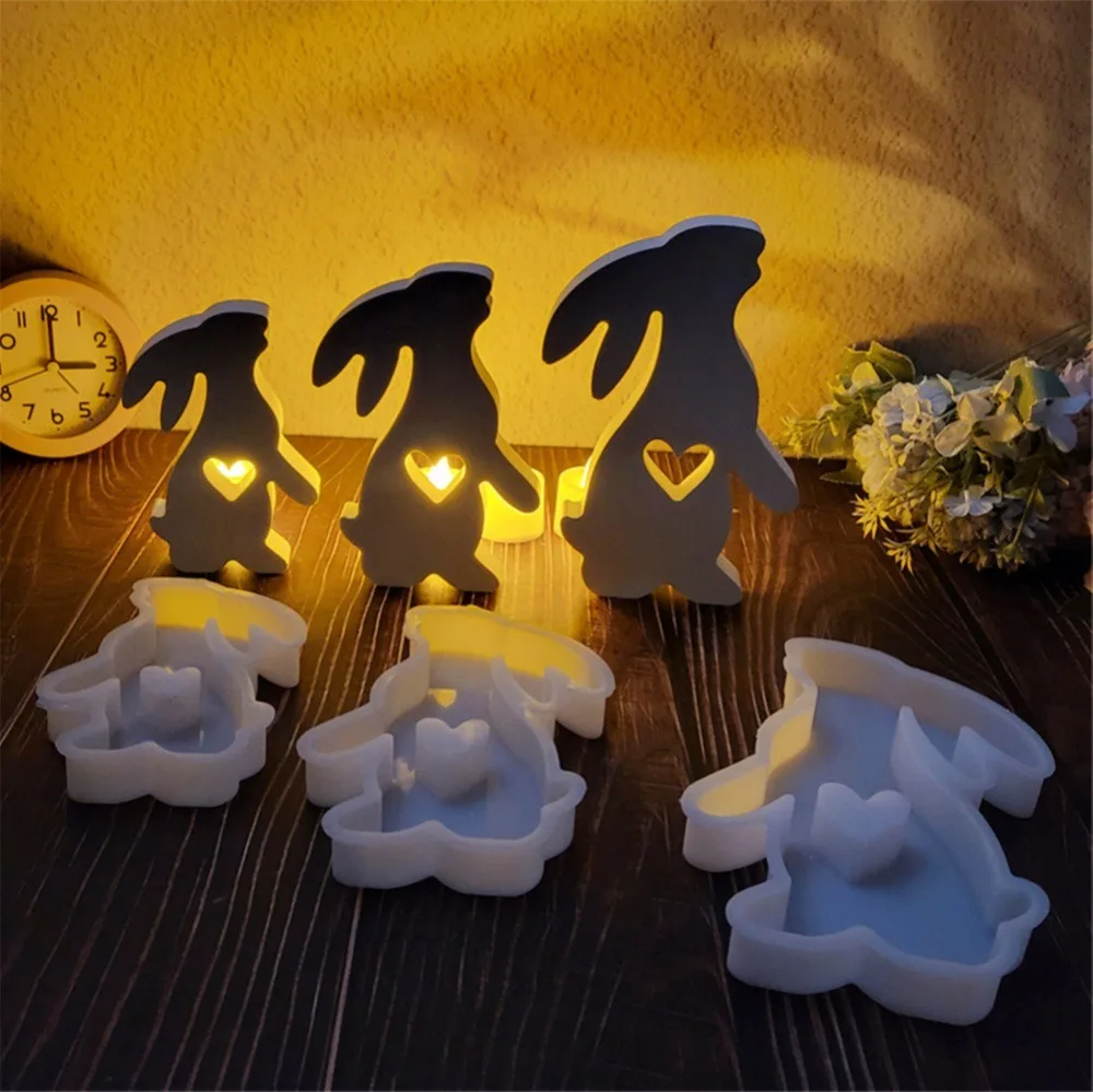 Cute 3D Easter Rabbit Silicone Mold Gypsum Car Mounted Incense Expanding Gypsum Soap Mold Easter Bunny Aromatherapy Candle Mold