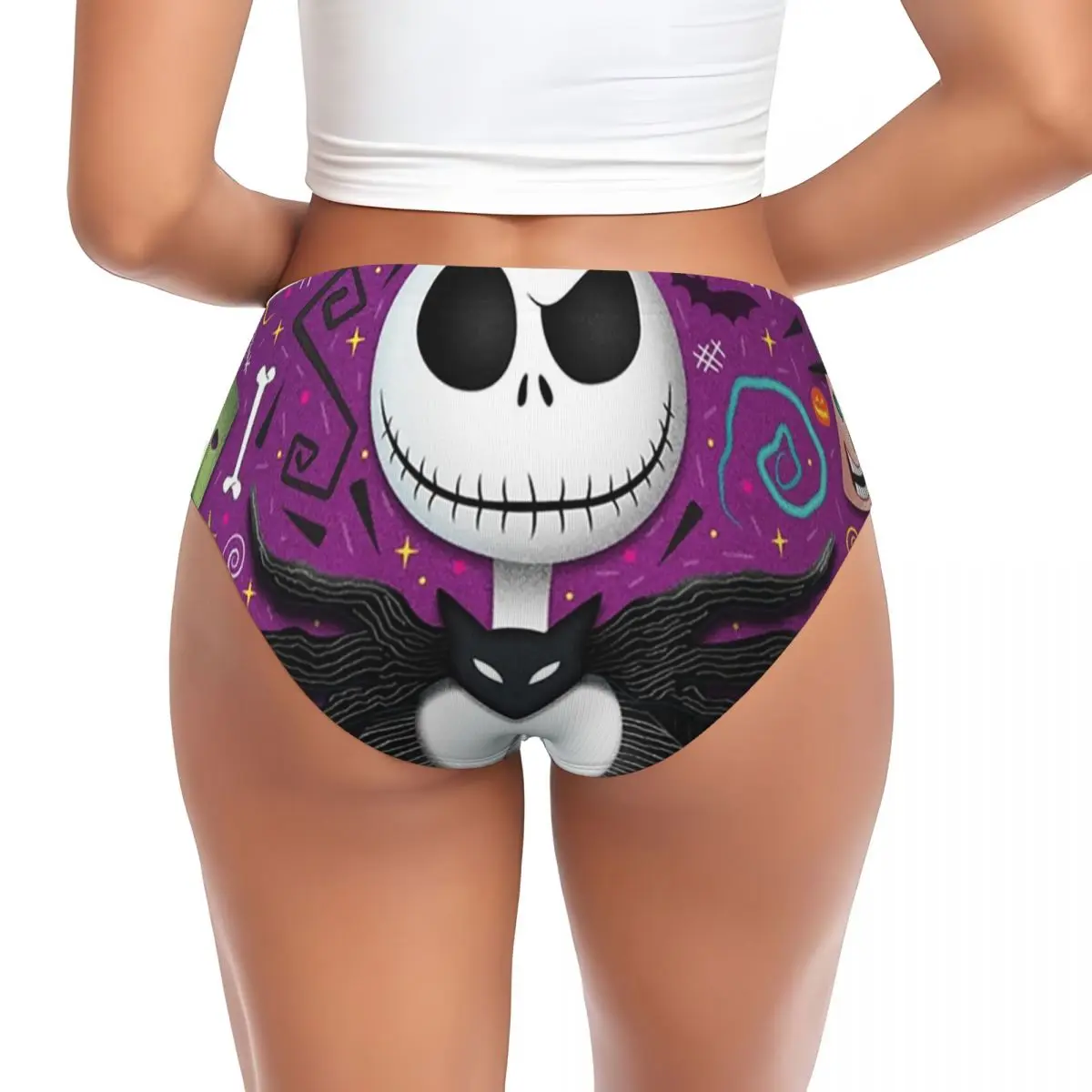 مخصص تيم بيرتون عيد الميلاد فيلم الرعب سراويل قصيرة المرأة الراحة تمتد هالوين الجمجمة جاك سالي الملابس الداخلية السروال