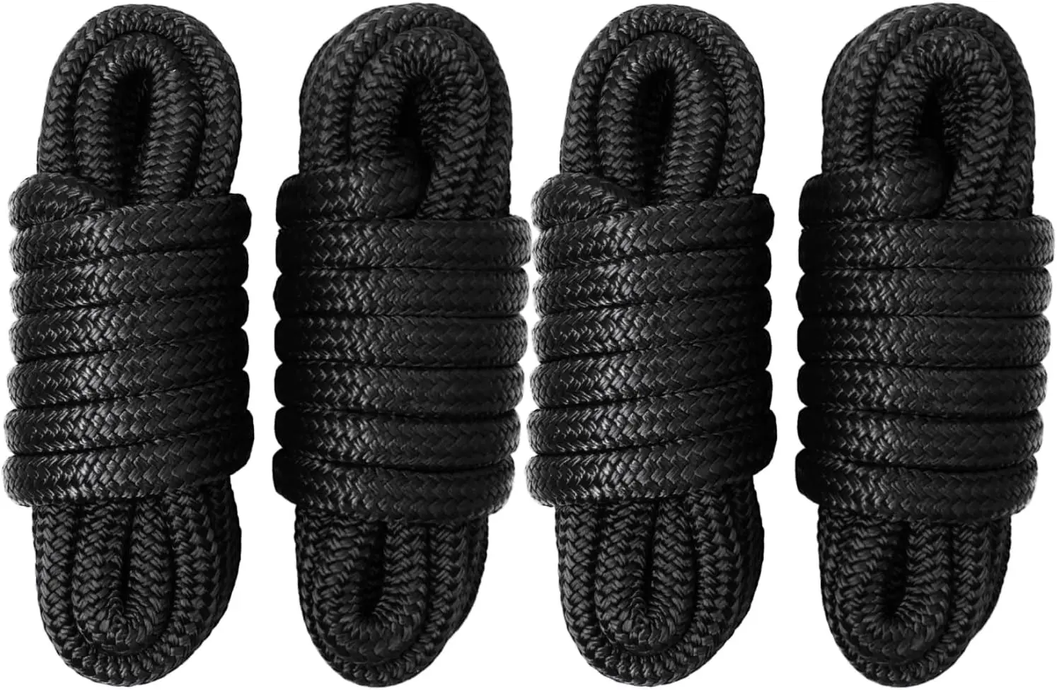 

Boat Dock Lines & Ropes for Docking, 4 Pack 5/8" x 20ft Double Braided Nylon, Pre-Spliced 12" Eyelet for Kayak Pontoon Boats