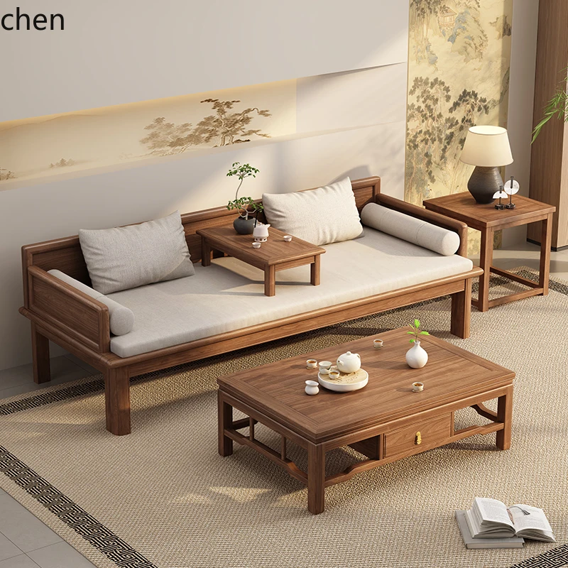 

QZT walnut sofa bed multi-functional push-pull folding retractable arhat bed