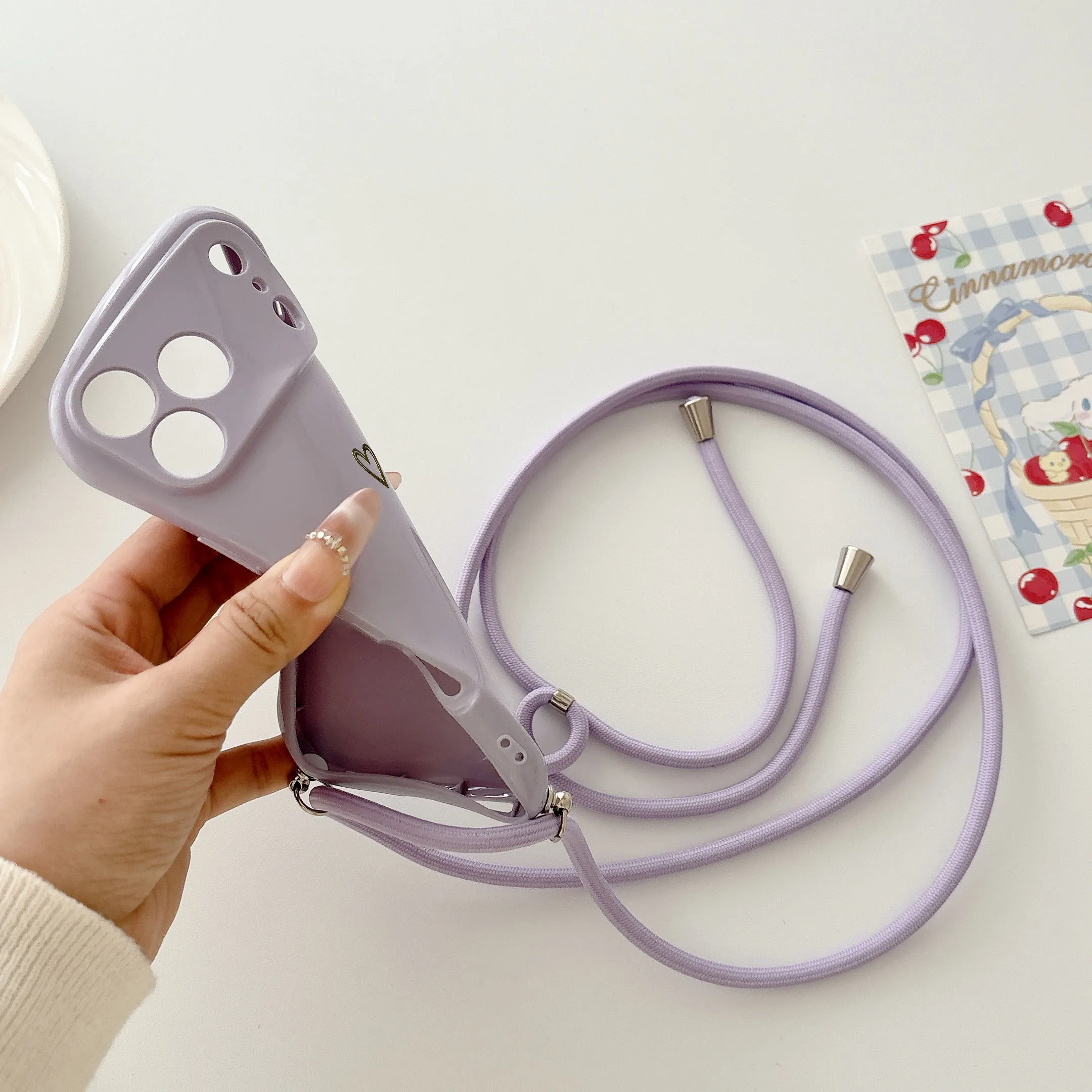 Creative Trendy Phone Case With Heart & Crossbody Lanyard For IPhone 18 17 Air 16 15 14 13 12 11 Pro Max Plus Anti-Lost Cover view 5