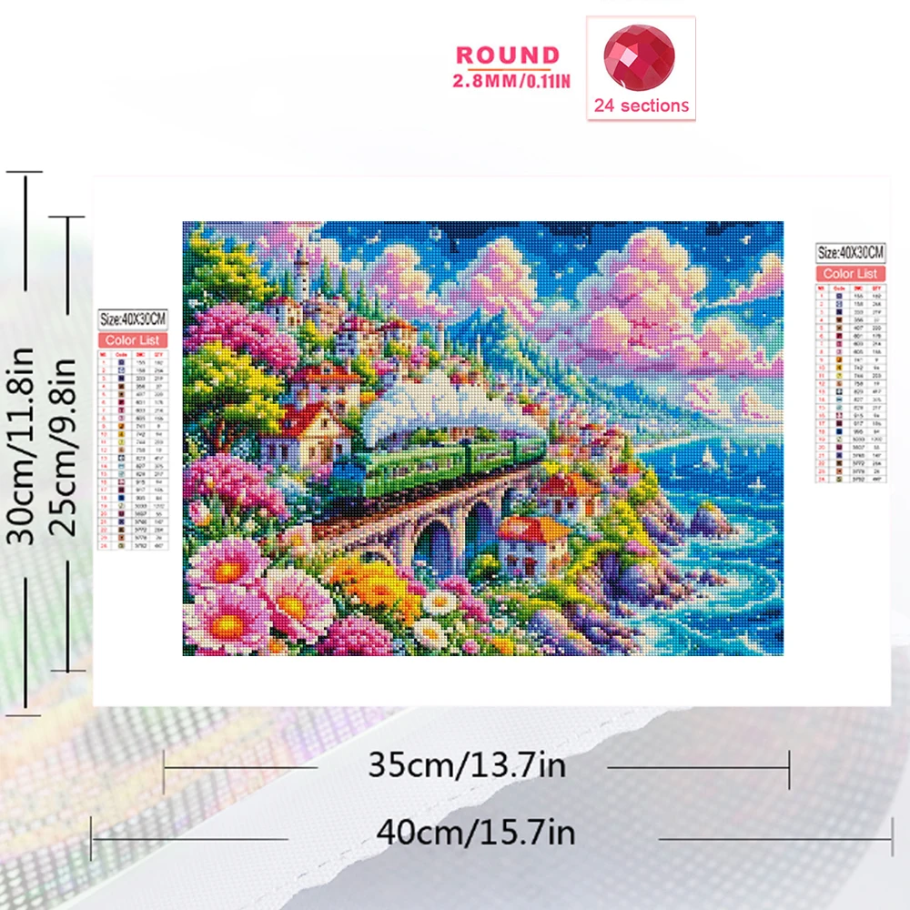 EverShine Full Square Round Diamond Painting Train Landscape Suitable for Beginners Embroidery House Kit Mosaic Handmade Gift view 2