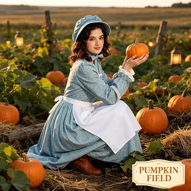 Halloween Costume for Girls Aged 14 and Above Grassland Colonial Countryside Flower Carnival Costume Victorian Medieval Costume