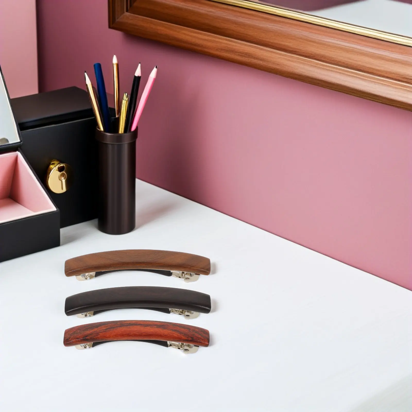 

3Pcs Wooden Hair Clip Sandalwood Minimalist Barrettes for Women Gentle Ponytail Holder Handcrafted Smooth Edges Natural Wood