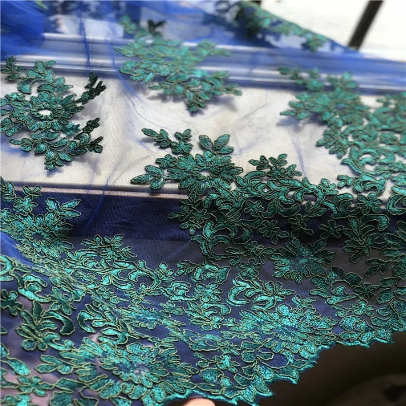 

Treasure Blue Mesh Embroidery, Car Bone Craftsmanship, Lace Fabric, Handmade Wedding Dress, Fluffy Skirt, Decorative Accessories