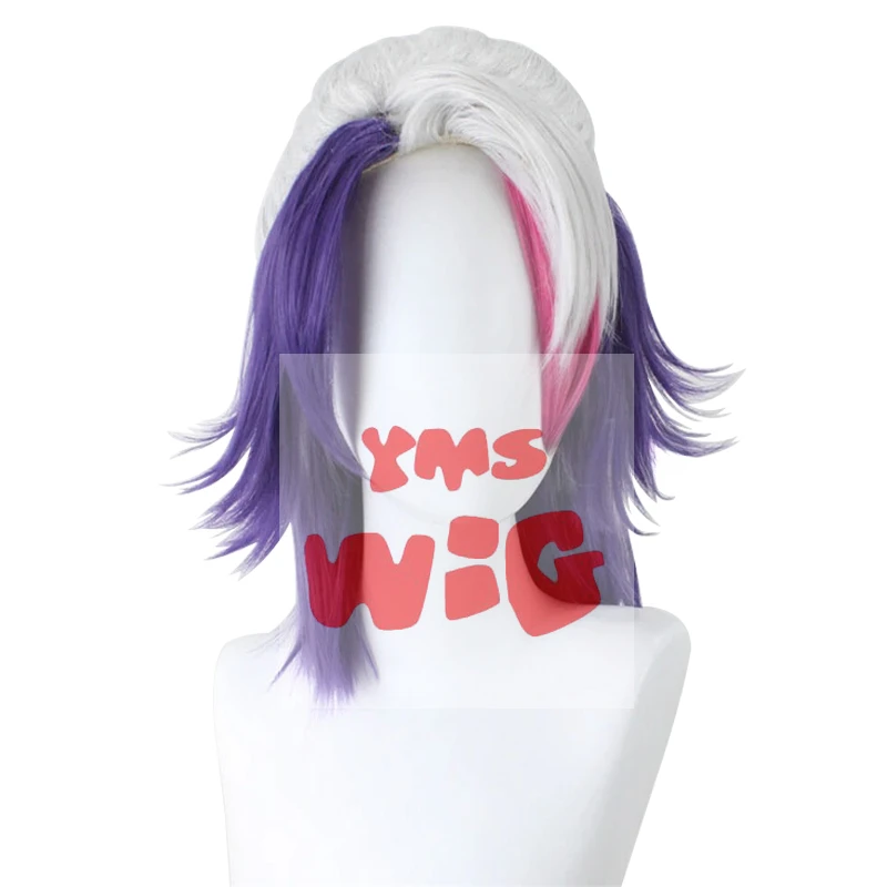 YMS WIG  Synthetic Hair Aphelios Cosplay Wigs Game Spirit Blossom Aphelios 50cm Silver Gray Mixed Color Wig Heat Resistant