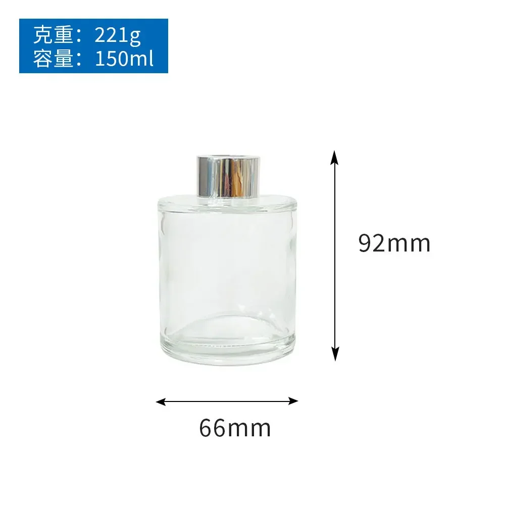 Reed Diffuser Bottle with Silver Cap, Decorative Accessory, Empty Colored Glass Container