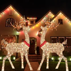 Lighted Christmas Deer Sleigh Outdoor Yard Decoration Winter Decoration For Front Yards New Fashion And Simple  Furnishings 2023