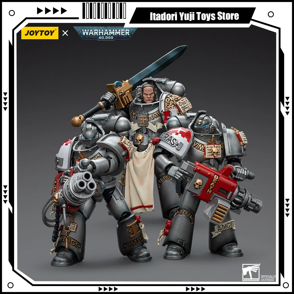 [In-Stock] JOYTOY Warhammer 40k 1/18 Action Figure Grey Knights Strike Squad Justicar Psilencer Psycannon Anime Collection Model