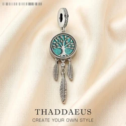 Charms Dreamcatcher With Tree 925 Sterling Silver Pendants Lucky Jewelry Making DIY Handmade Craft