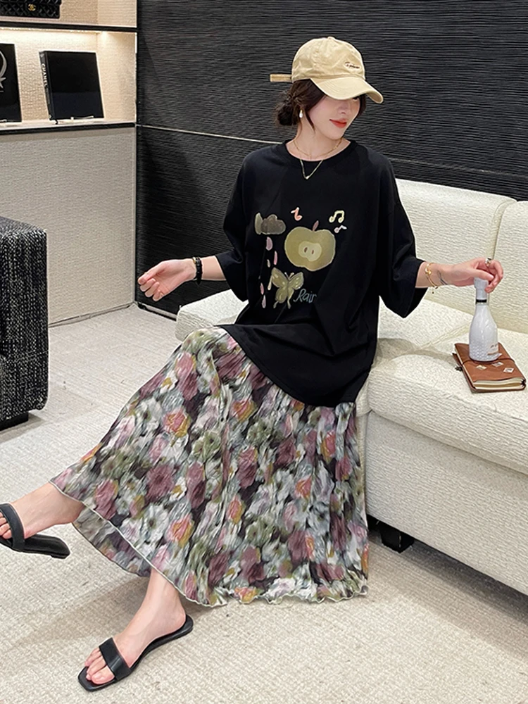 NYFS 2025 فستان نسائي صيفي جديد بأكمام قصيرة كوري من فيستدوس رداء Elbise فضفاض مقاس كبير فساتين طويلة مطبوعة مرقعة #3