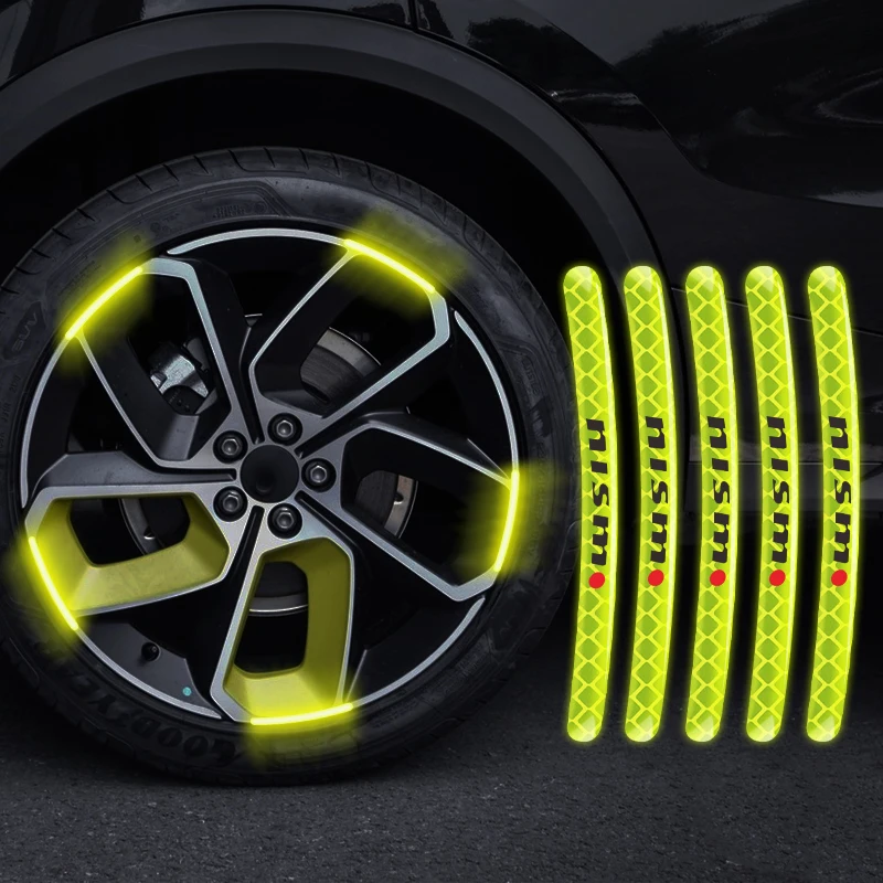 For Nissan Nismo GTR 370Z  Almera Tiida Juke Teana Qashqai Wheel Center Caps Car Wheel Hub Curved Reflective Sticker Decal