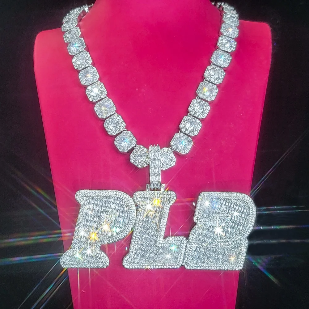 Iced Out Chain Custom Letter Necklace Personalized Number Name Pendant Hip Hop Jewelry Big Diamond Chains Fashion Rapper Gifts