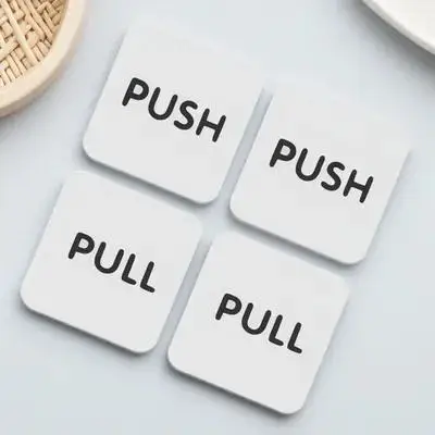 

4pcs Push Pull Sticker Signs Clear Acrylic Self Adhesive Door Label For Glass Doors Office Store Mall Hospital Use