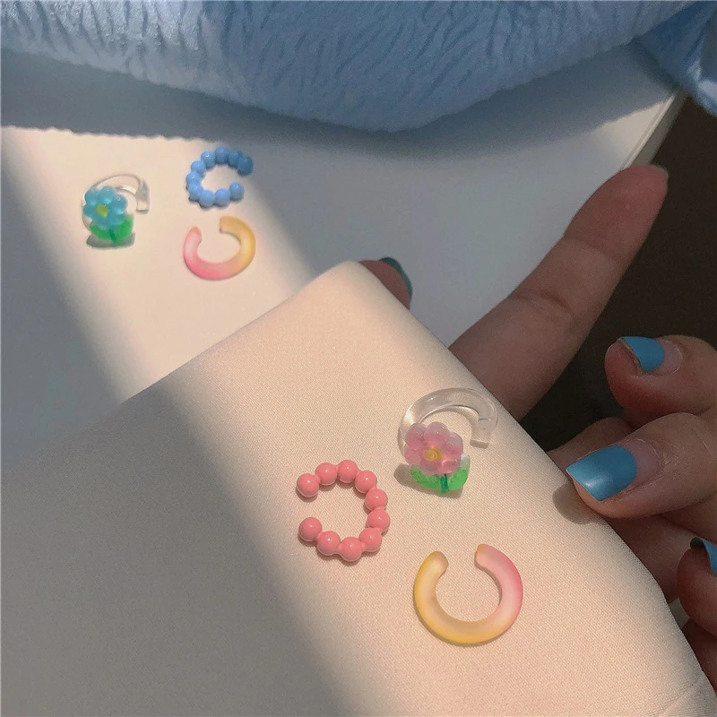 3pcs/set Acrylic Ear Bone Clip Earrings For Women INS Cute Fashion Cartilage Earclip Ear Cuff Ear Jewelry Set Accessories Gift