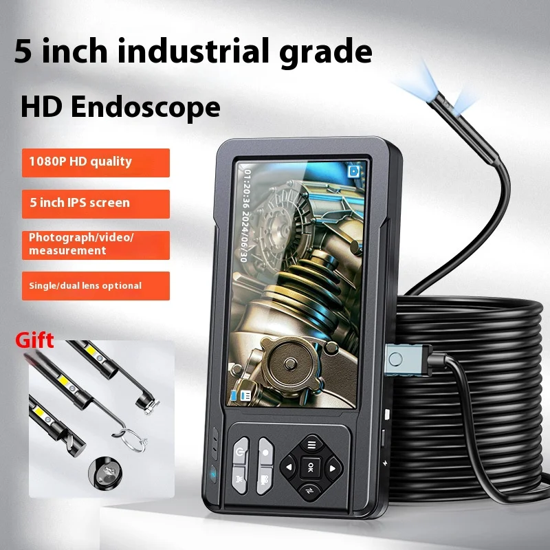 

New 5''IPS Screen Industrial Endoscope Camera 5M Single Dual Triple Lens HD1920 5.0MP Autofocus Pipe Inspection Borescope