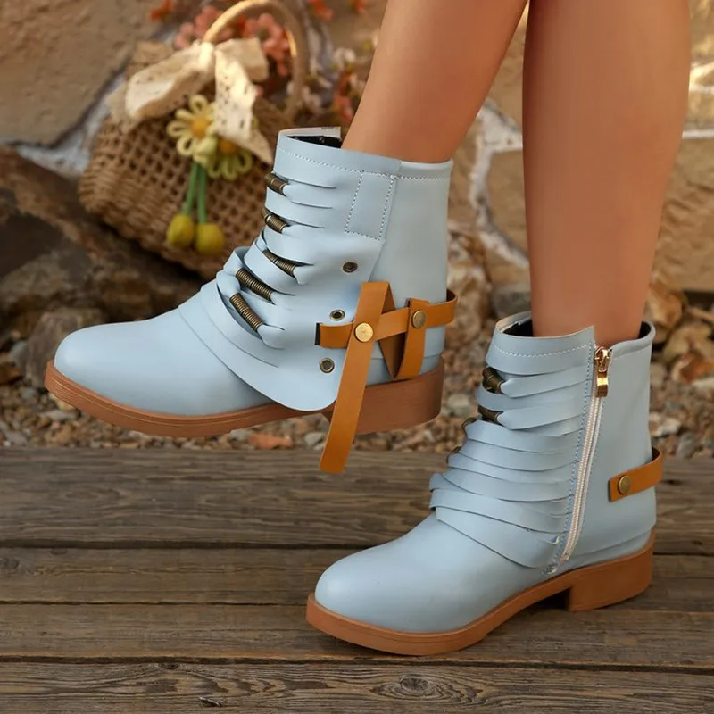 

Women's Fashion Ankle Boots Suede Wedge Zipper Solid Color Short Boots Round Toe Shoes Women's Suspender Shoes Mujer Botas 2026
