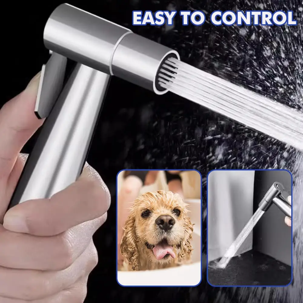 304 Stainless Steel Spray Gun Shower Handheld Bidet Sprayer Set Handheld Toilet Bidet Faucet Sprayer Shower Nozzle Self Cleaning