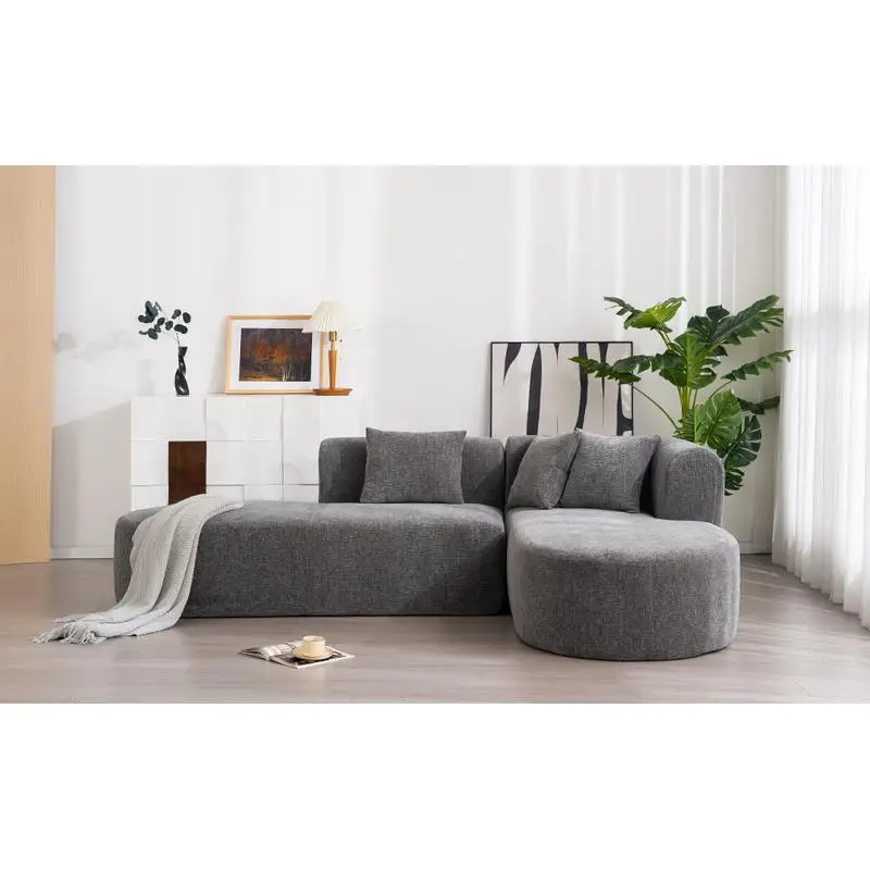 أريكة زاوية أنيقة لغرفة المعيشة، تصميم متعدد الاستخدامات للاسترخاء والمحادثة، مقعد منحني بخياطة واسعة، مثالي