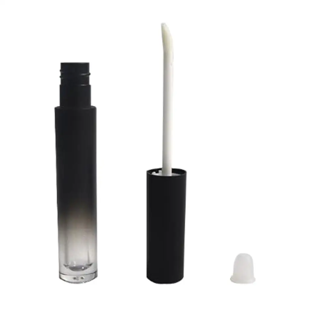 DIY Lip Gloss Bottle with Wand Black Clear Cylinder Cosmetic Tube for Lipstick Sauce Case Sample Travel Size