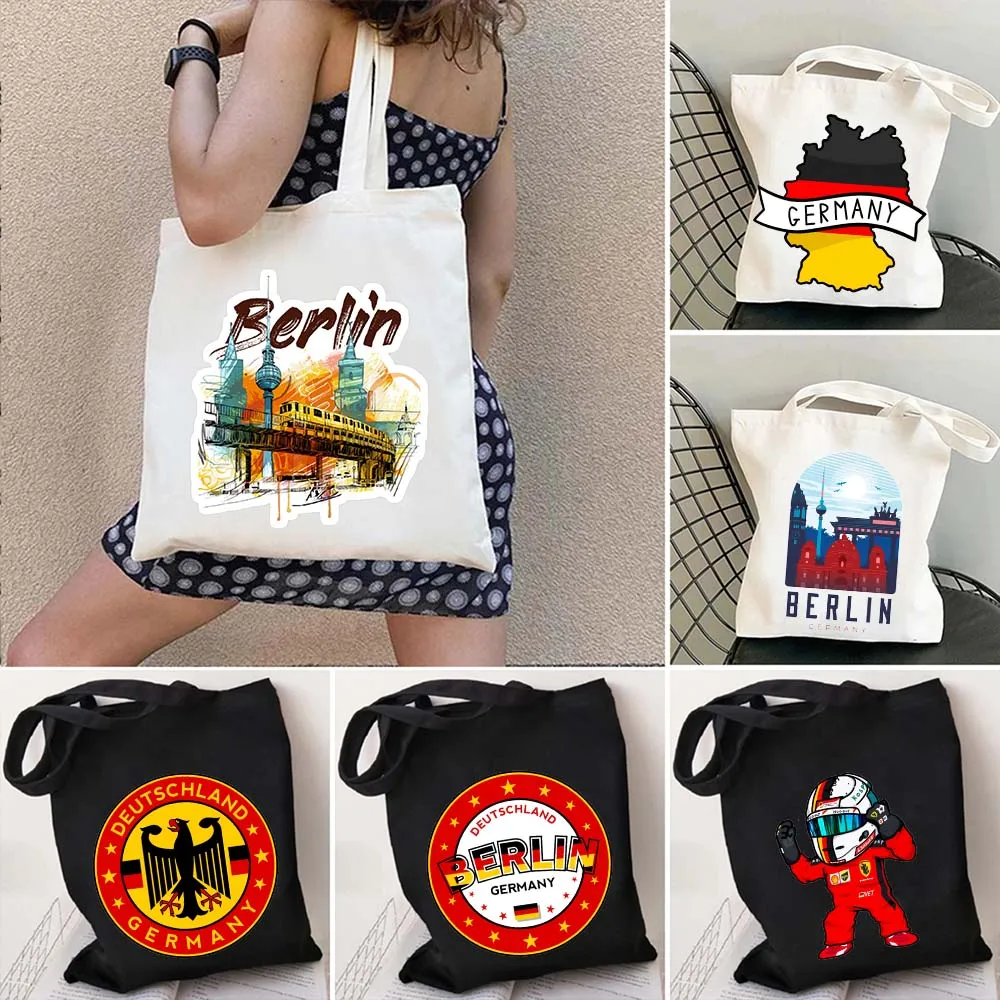 

Watercolor Munich Berlin Canvas Cotton Totes Bags Nurnberg Germany Coat of Arms Deutschland Flag Map EMBLEM Brandenburg Handbags