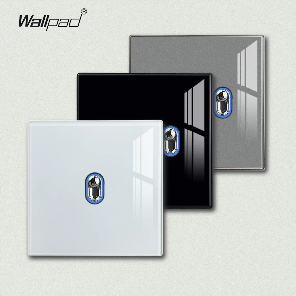 WALLPAD Slide Button Wall Light Switch 1/2/3 Gang Pass-through 2 Way Control Glass Panel LED Night Light White Black Grey
