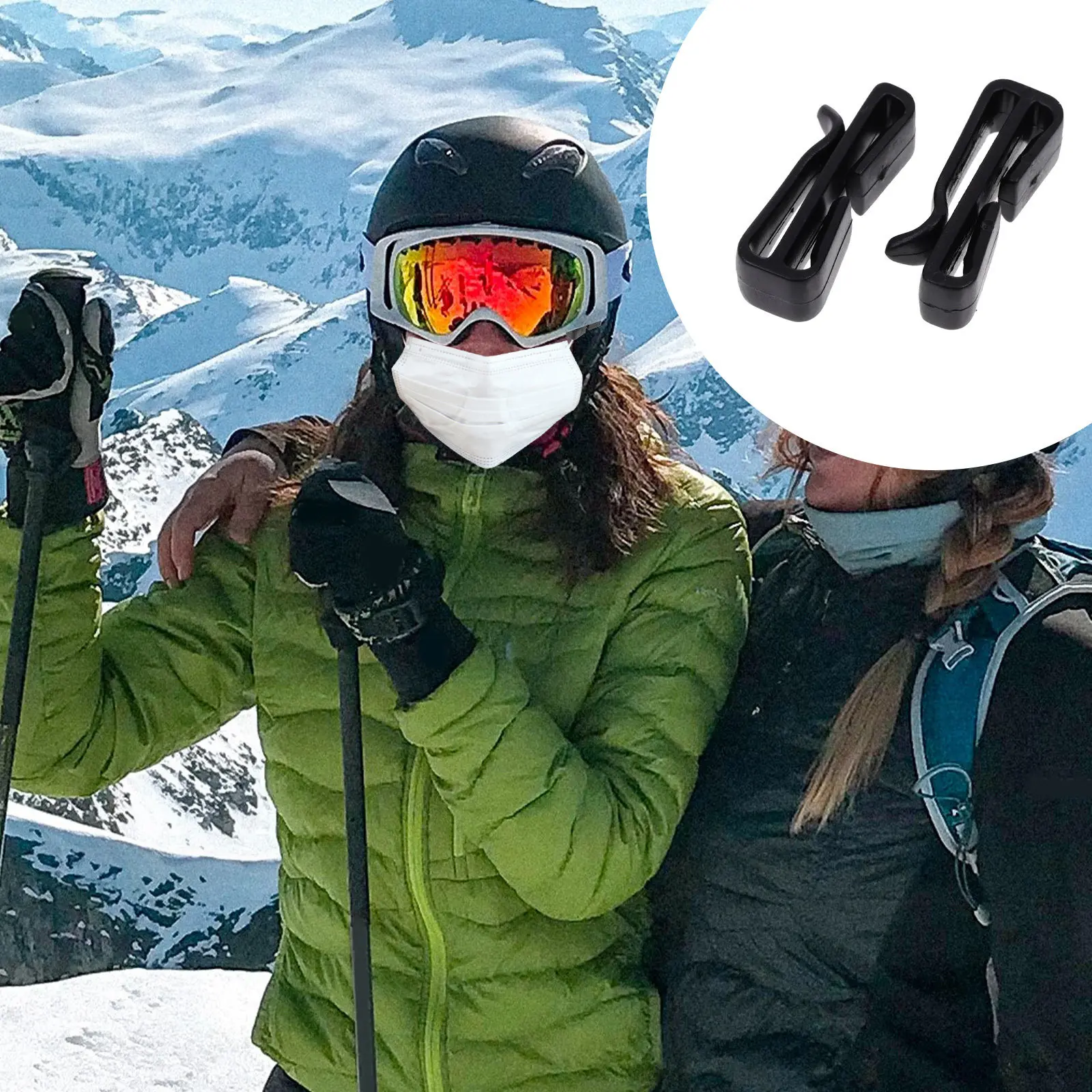 

1Pair Ski Mask Hooks Plastic Fixing Clips Black Mask Holders Ear Protection for Skiing Cycling Riding Accessories