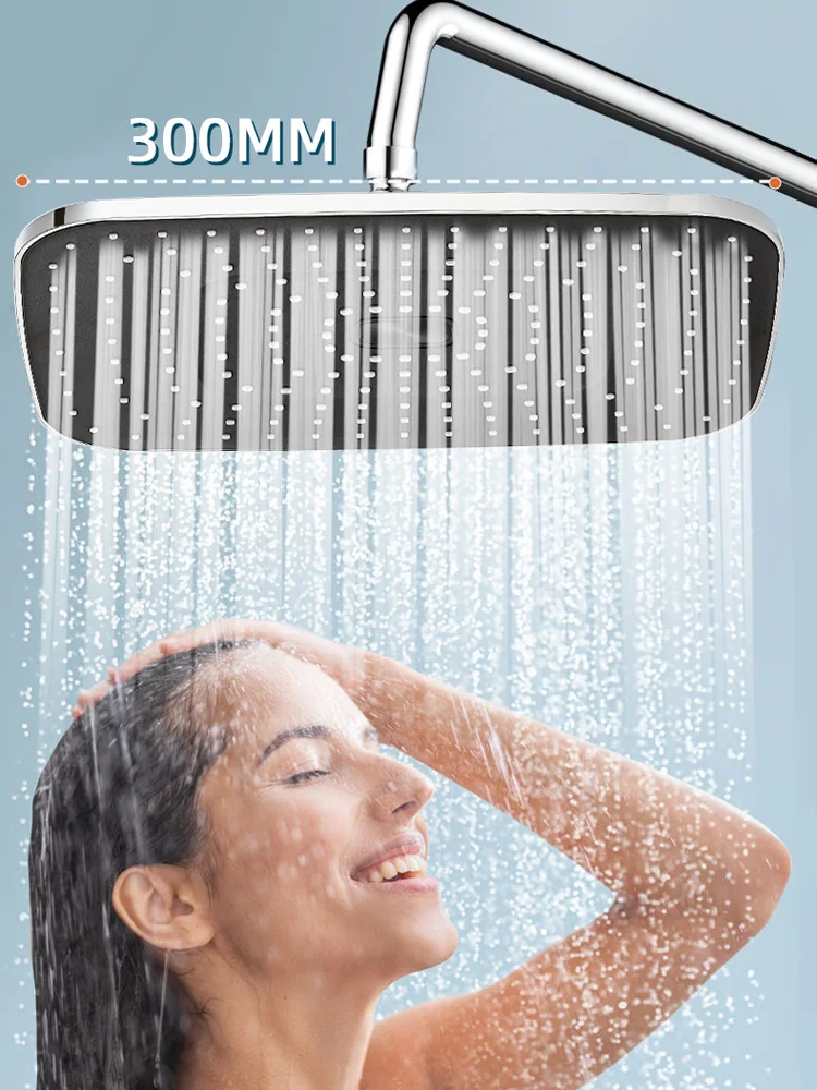 

300MM Big Panel Large Flow Supercharge Shower Head Set 5 Modes High Pressure Waterfall Bathroom Showerhead Accessories