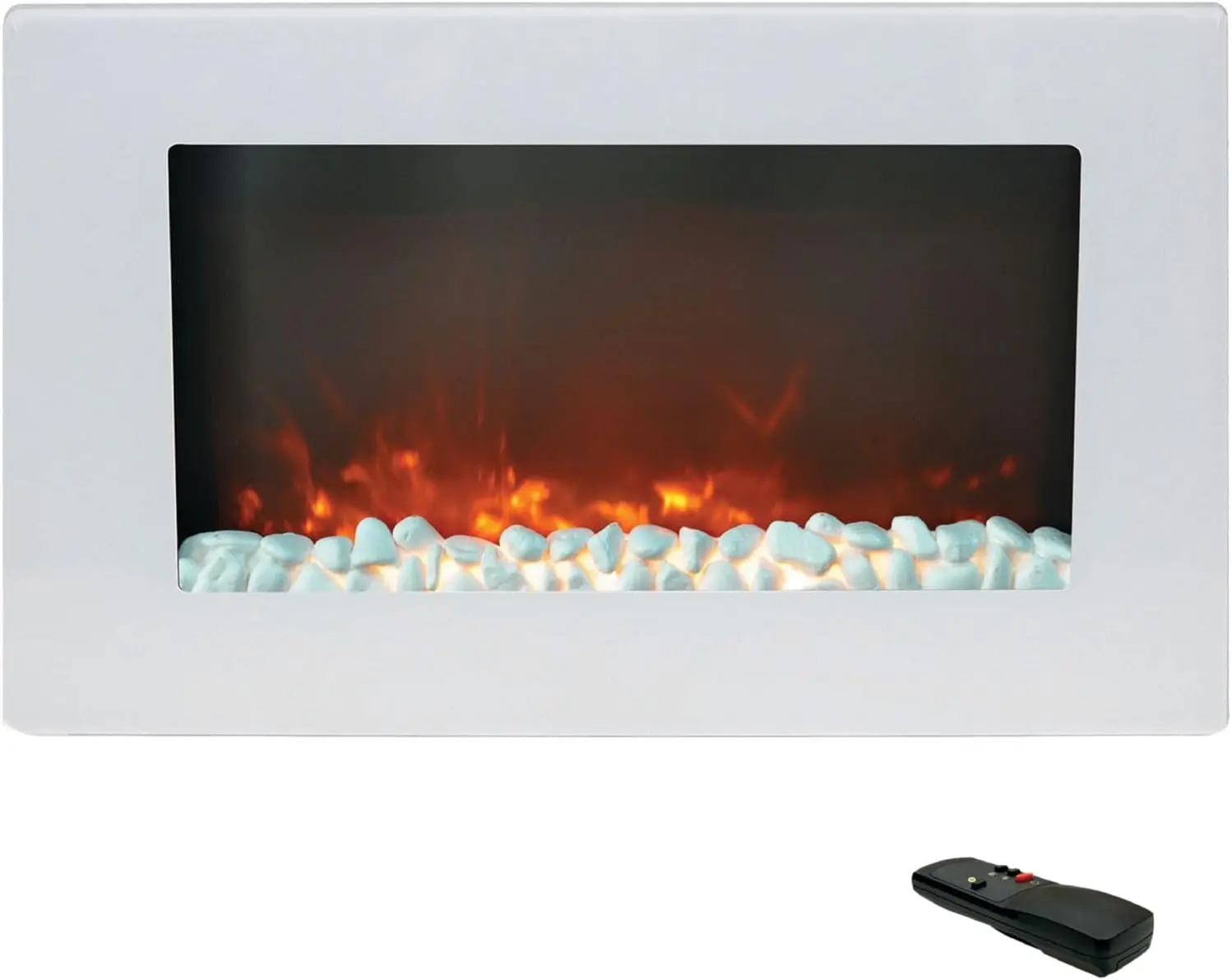 30 Inch Wall Mounted Flat Panel Electric Fireplace Heater with Remote Control,Living Room, Bedroom, Home Office, White