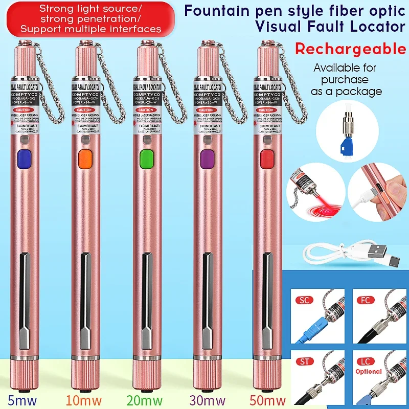 

Visual Fault Locator Fiber Optic Cable Tester 30mw Red Light 1-50MW(optional) Pen Type Visual Fault Locator