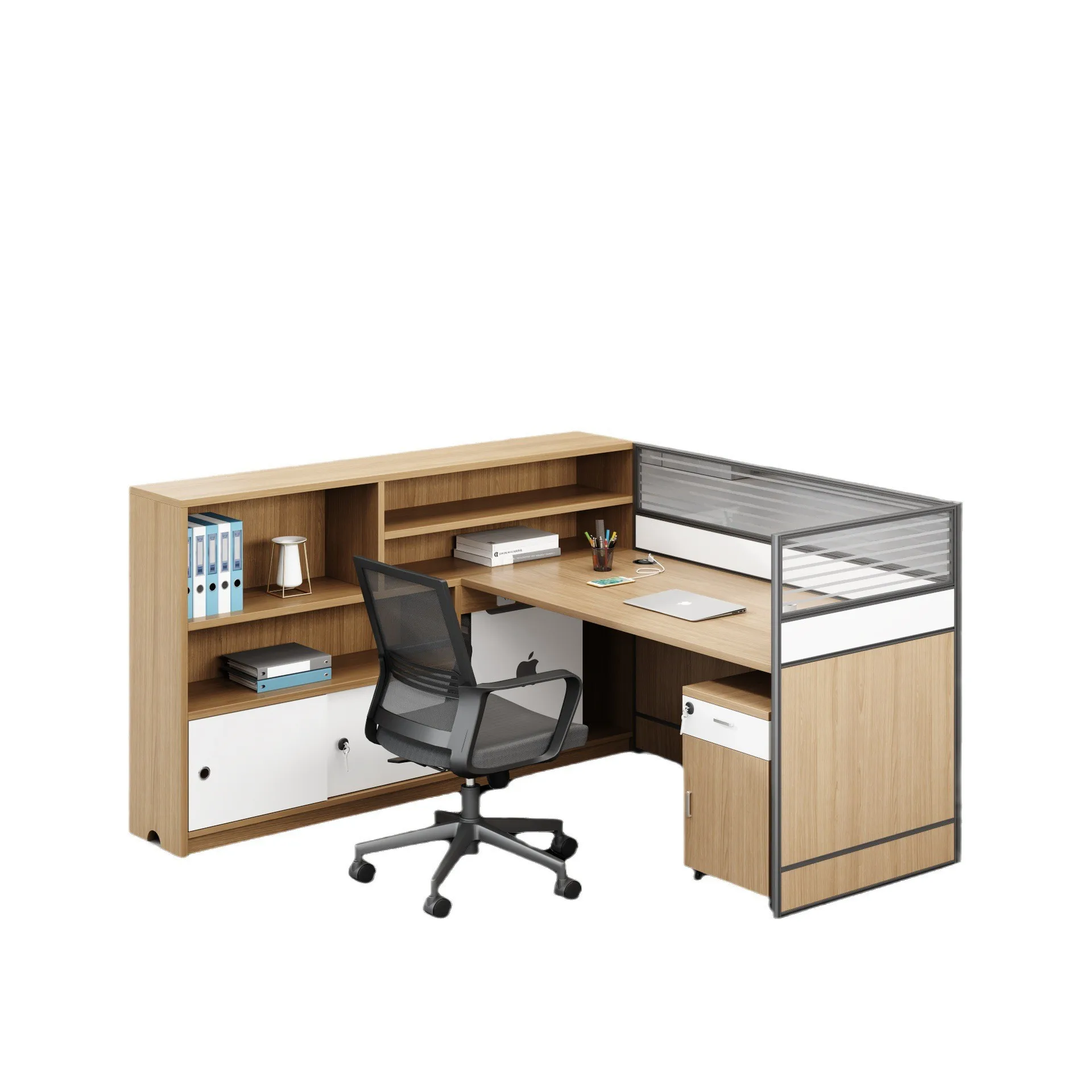 Desk and chair combination simple modern three-seater office desk office