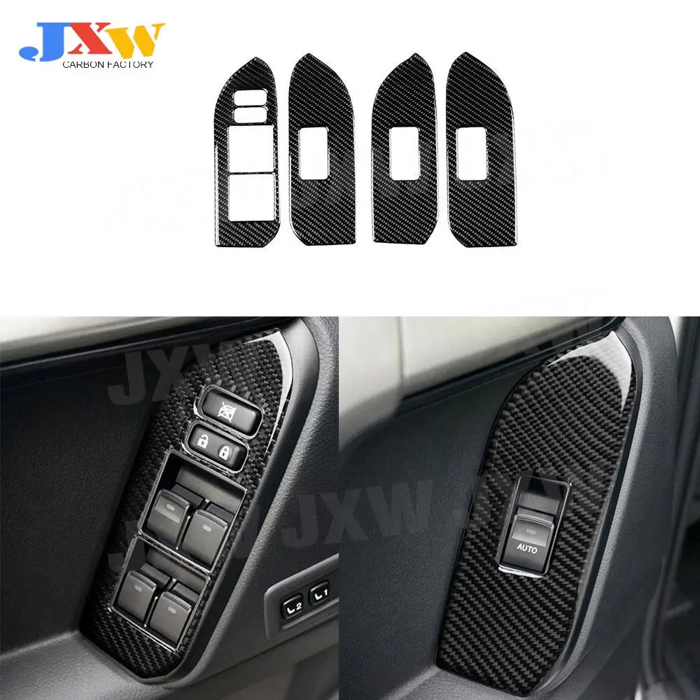 

Carbon Fiber Car Door Window Lifter Switch Buttons Trim Frame Cover Decal Stickers For Toyota Land Cruiser Prado 2010-2018