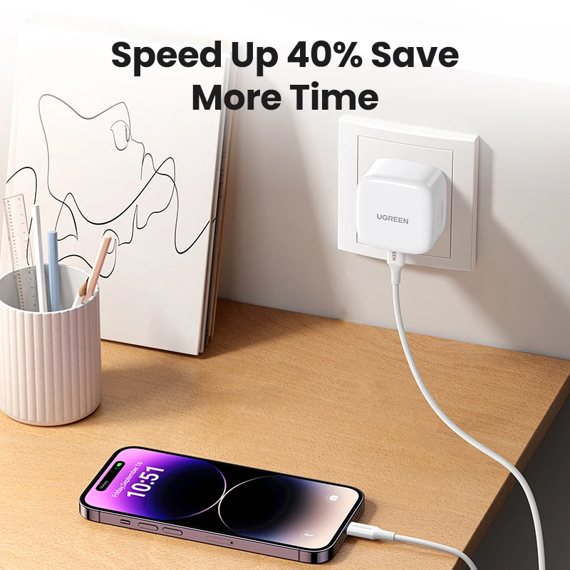 【UK Plug】UGREEN Quick Charge 4.0 3.0 QC PD Charger 30W USB Type C Fast Charger for iPhone 15 14 13 Pro Xiaomi Phone PD Charger