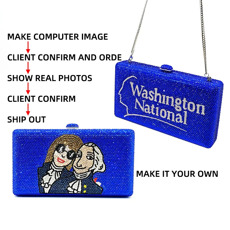 

MAKE IT YPUR OWN Ladies personal name design Bridal wedding party purse evening party diamonds full crystal clutches purses