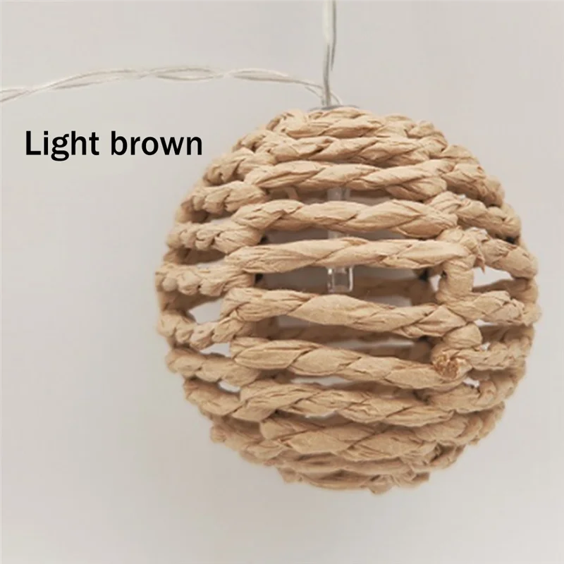 2.5M 10LED Paper Rattan Ball Light Decoration Christmas Festival Light String Light String Pendant Braided Light String