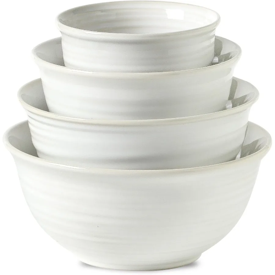 

Ceramic Mixing Bowls 2.1 1.5 1.0 0.5 Qt Nesting Bowls for Cooking Baking Serving Dishes for Salad Fruits Popcorn Dishwasher and