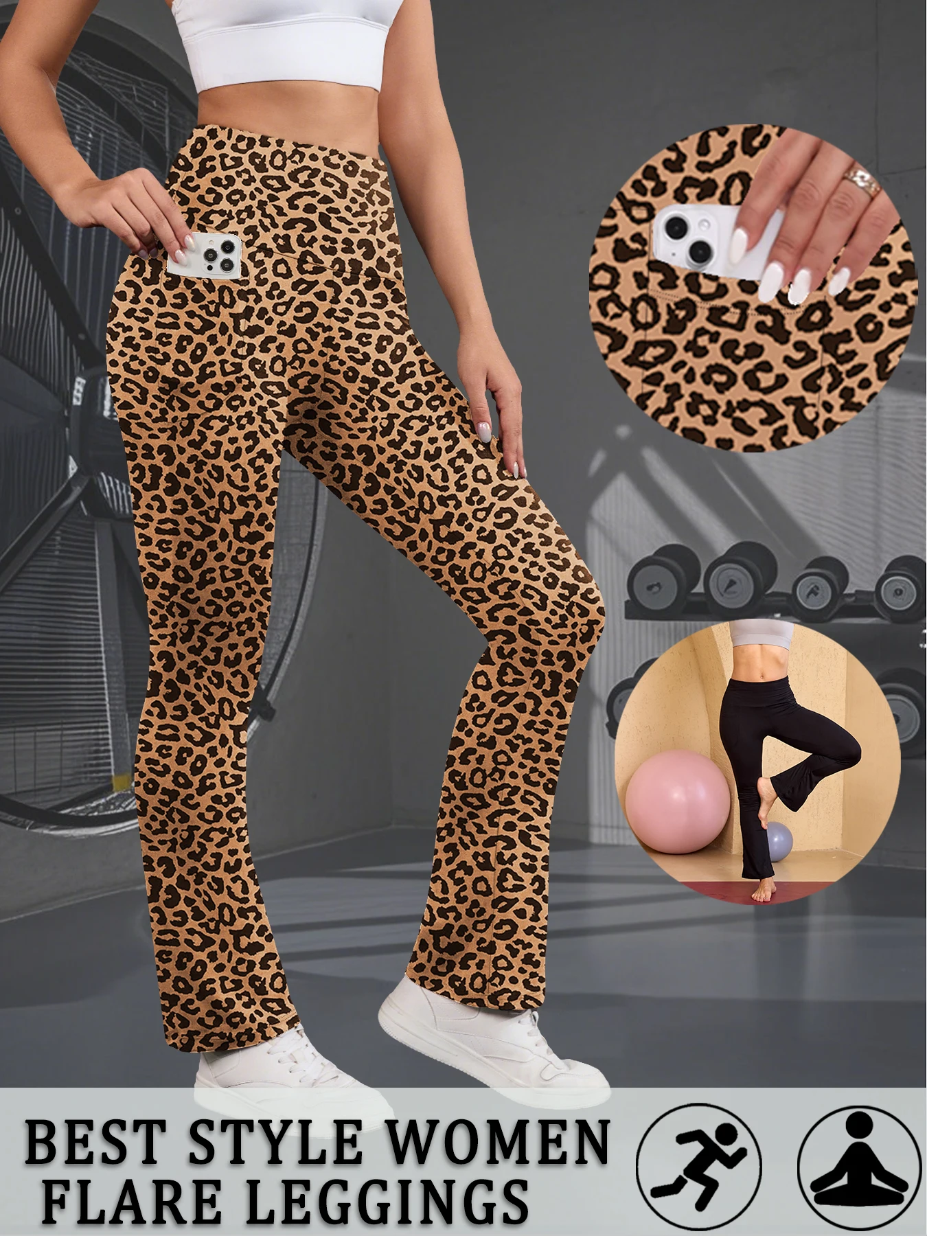 

Women's Super Soft Flare Pants with Pockets High Waisted Tummy Control Workout Yoga Push Up Gym Fitness Leggings Bell Bottoms