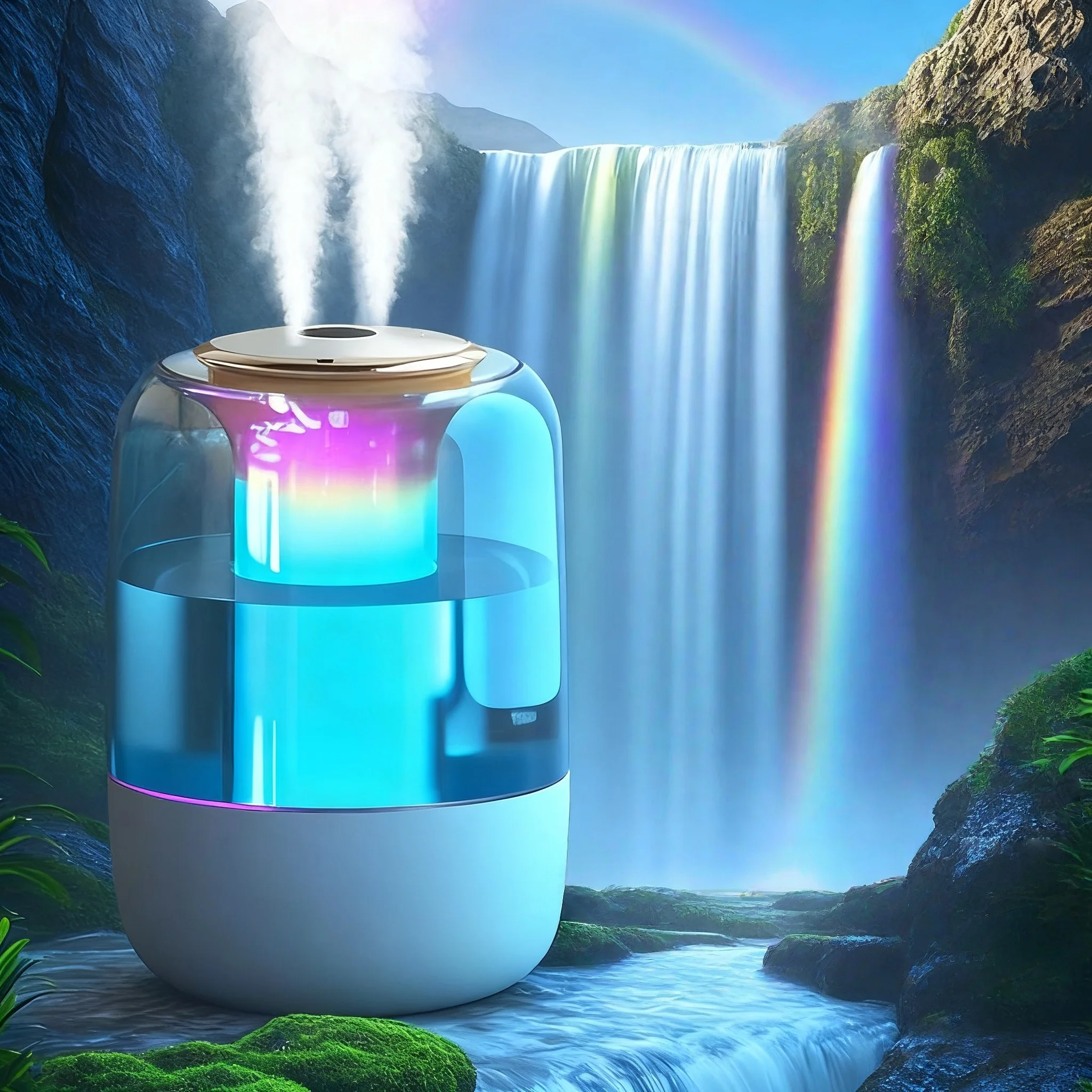 Double Spray Humidifier, Ambient Light, Silent Fog, Intelligent Sensor for Real-Time Monitoring and Humidity Adjustment