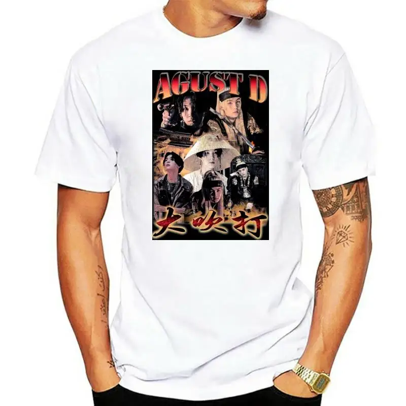 Классическая винтажная футболка Agust D Daechwita 7DMN черная